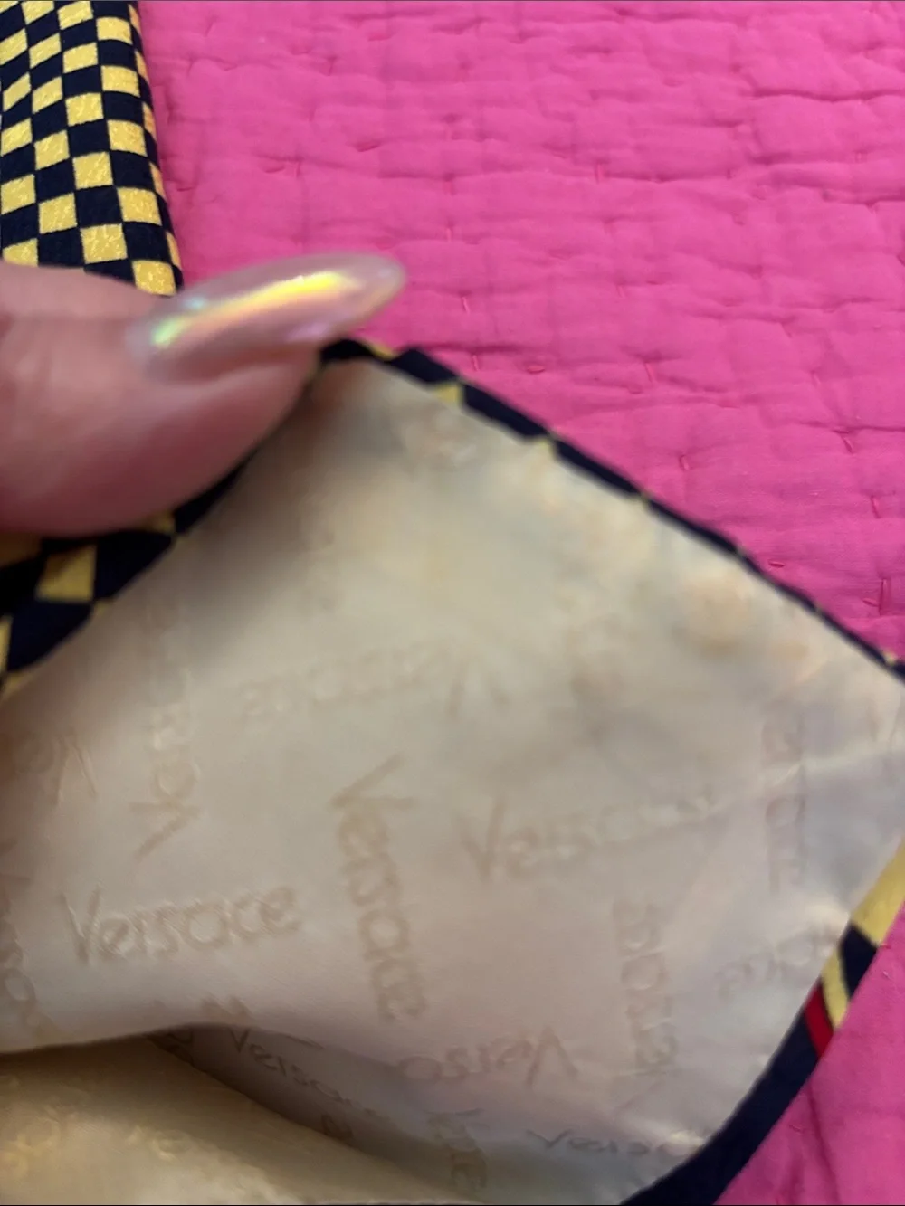 Versace Vibrant Yellow and Blue Patterned Silk Tie